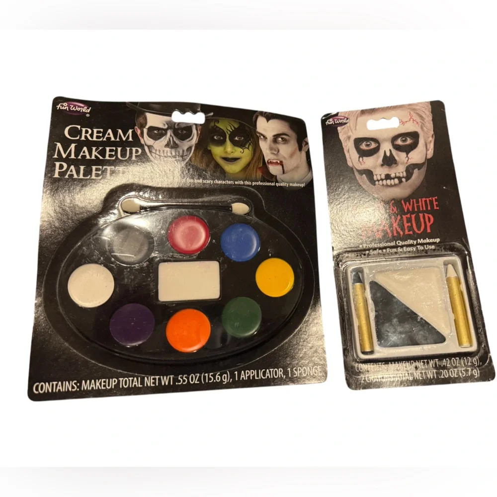 New Fun World Bundle 2 Cream Makeup Palettes‎ Halloween Skeleton Vampire Dracula